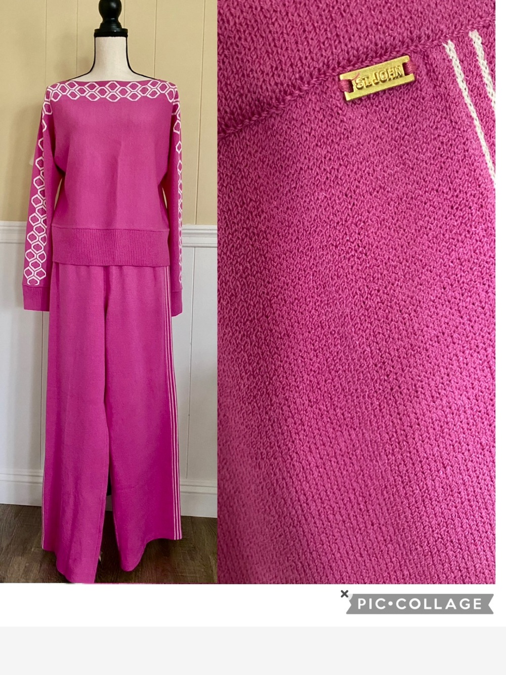 St. John wool-blend sweater and wide-leg pants set